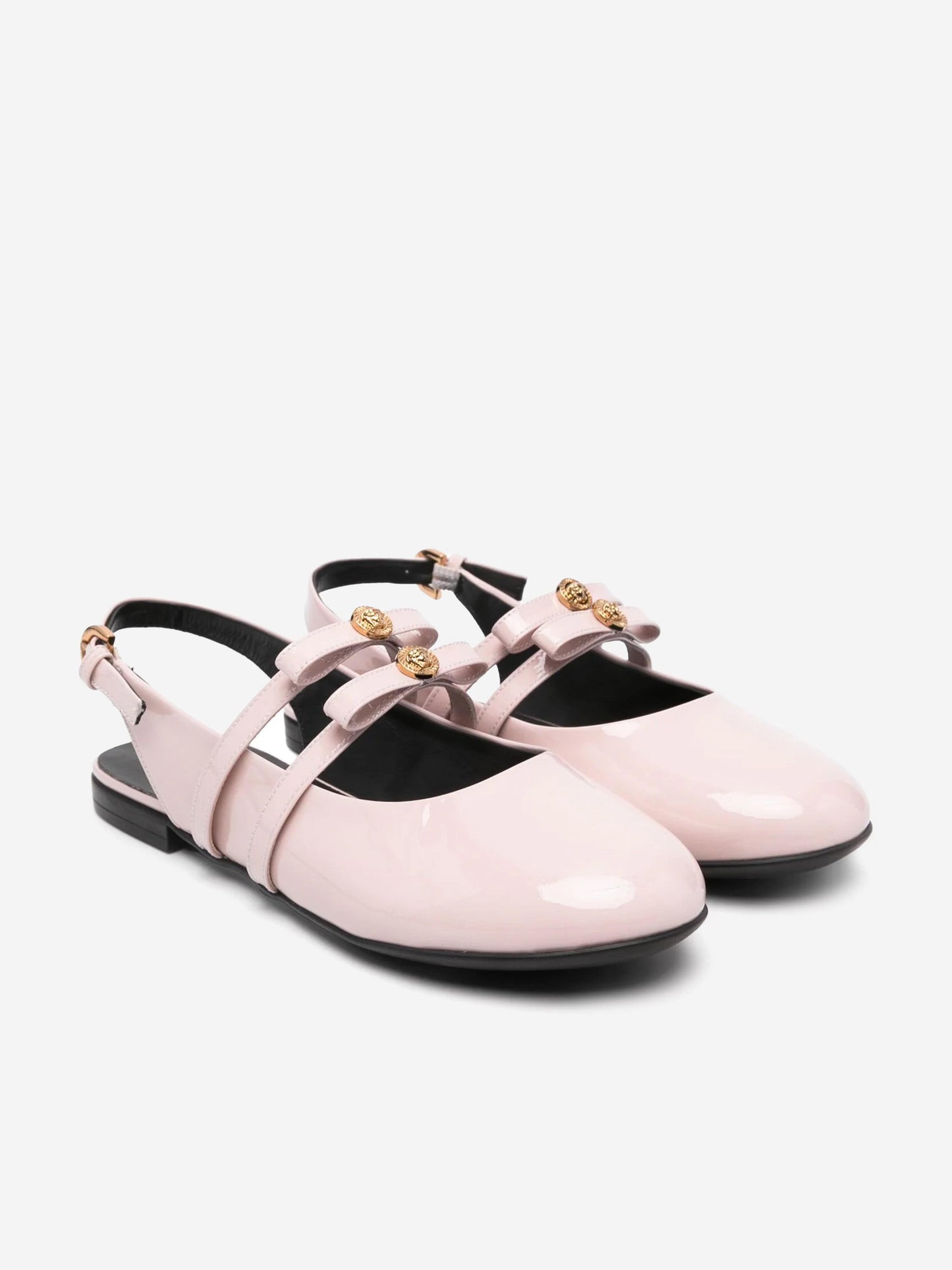 Versace 女童粉色皮革平底凉鞋