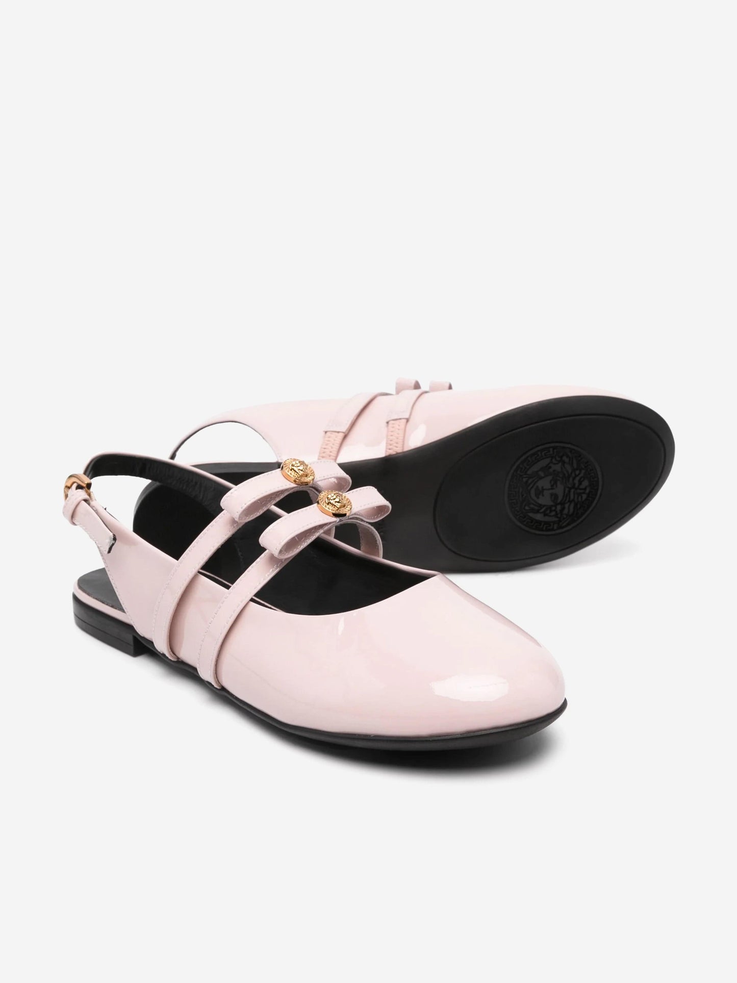 Versace 女童粉色皮革平底凉鞋
