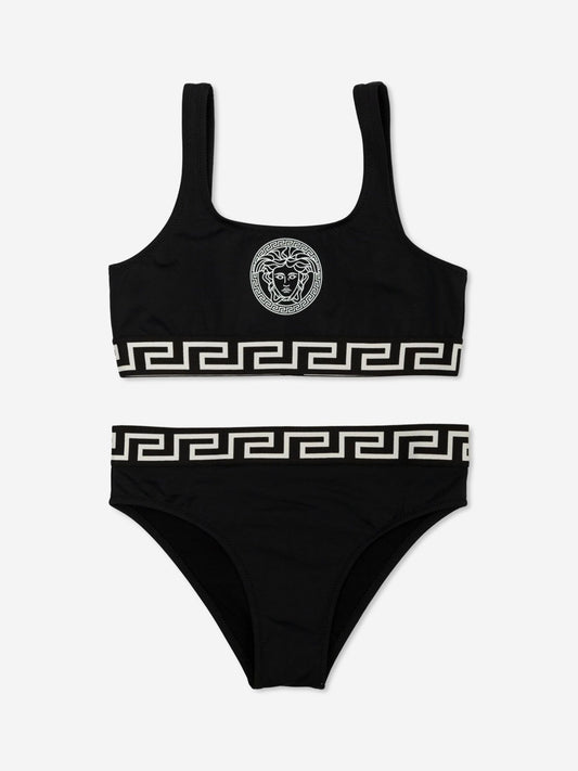 Versace 女童美杜莎徽标比基尼(黑色)