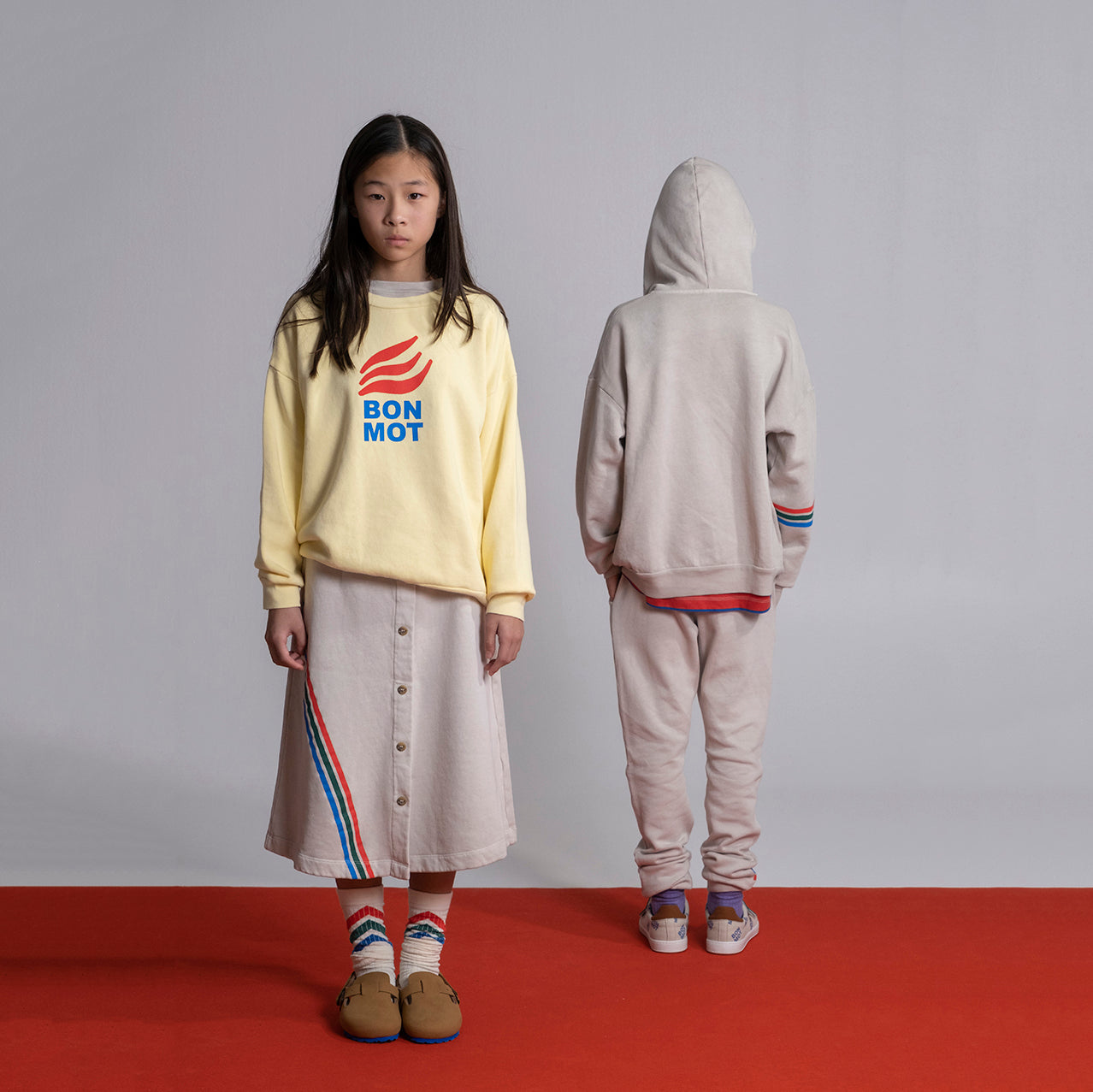 女童灰色Logo棉短裙