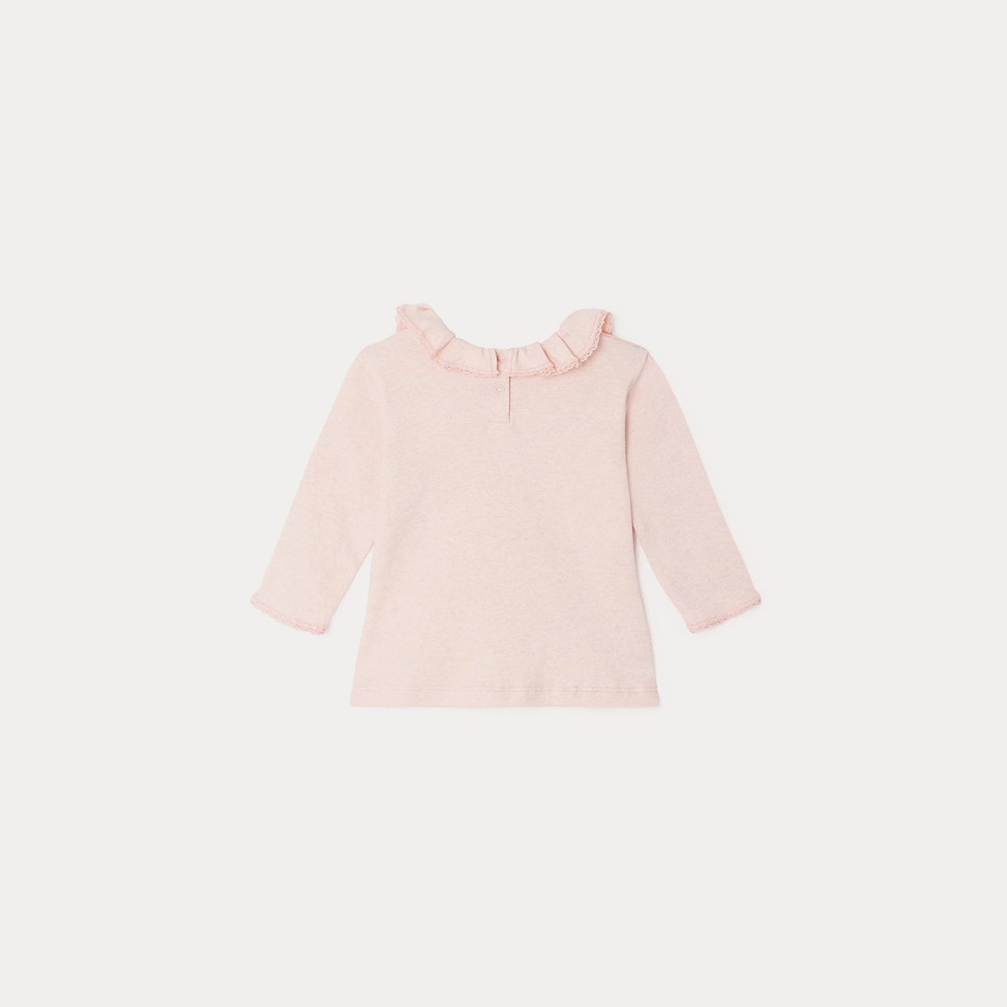 女婴粉色荷叶边棉T恤