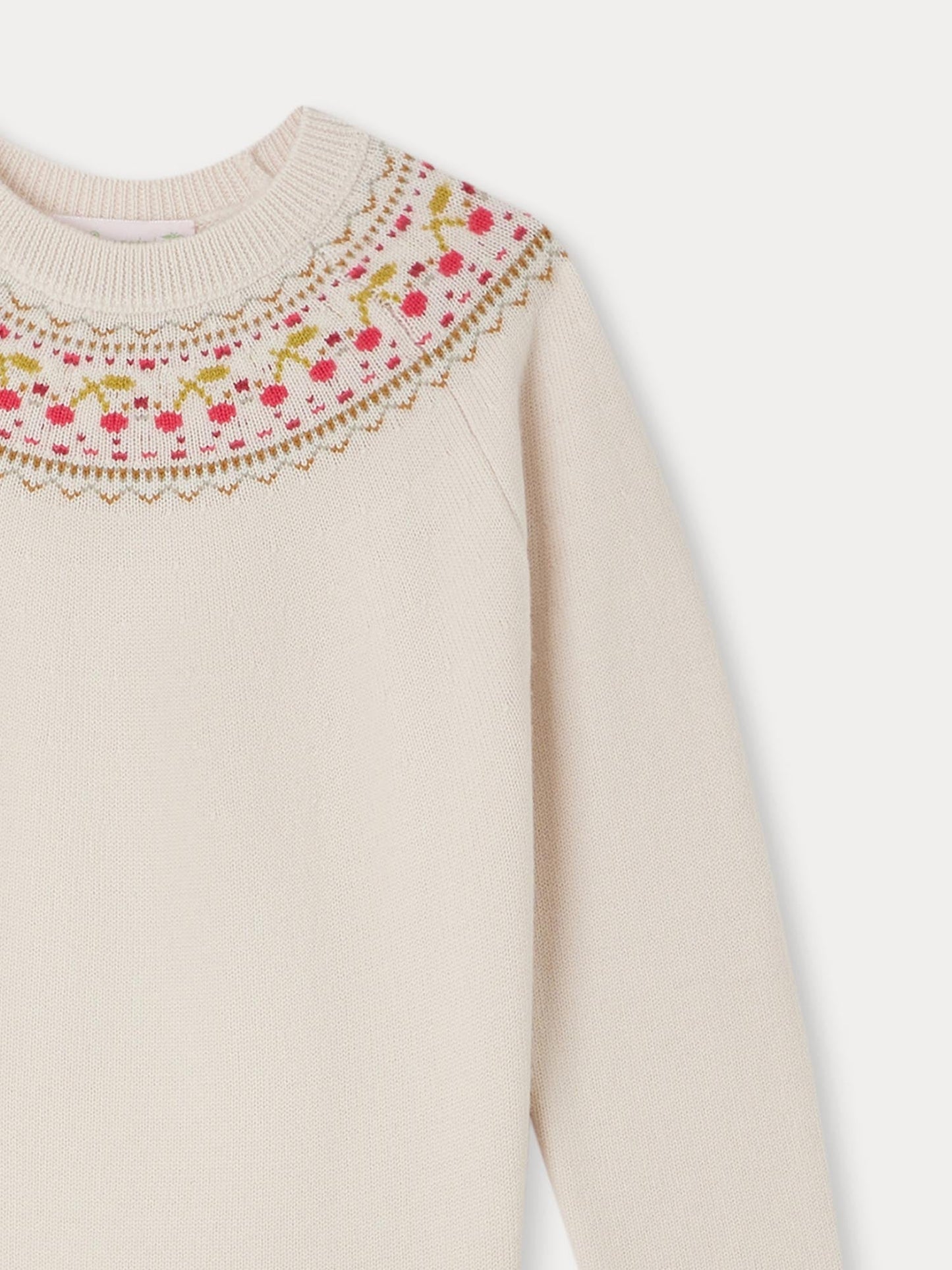 女童白色提花羊毛毛衣