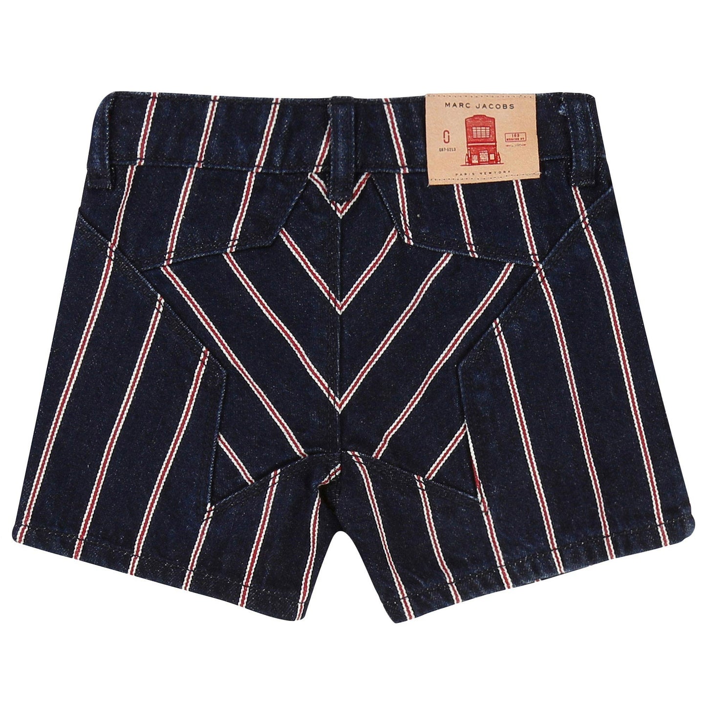 Girls Blue Denim & Red Stripe Shorts