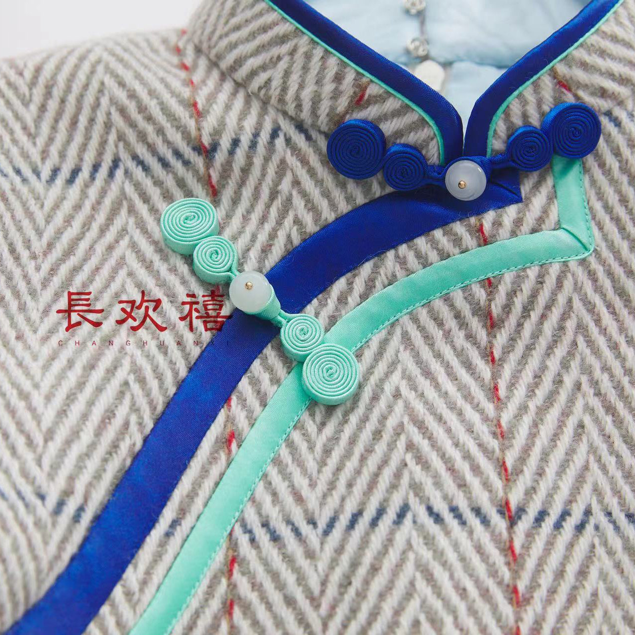 女童米白色"温润绵绵"羊毛旗袍