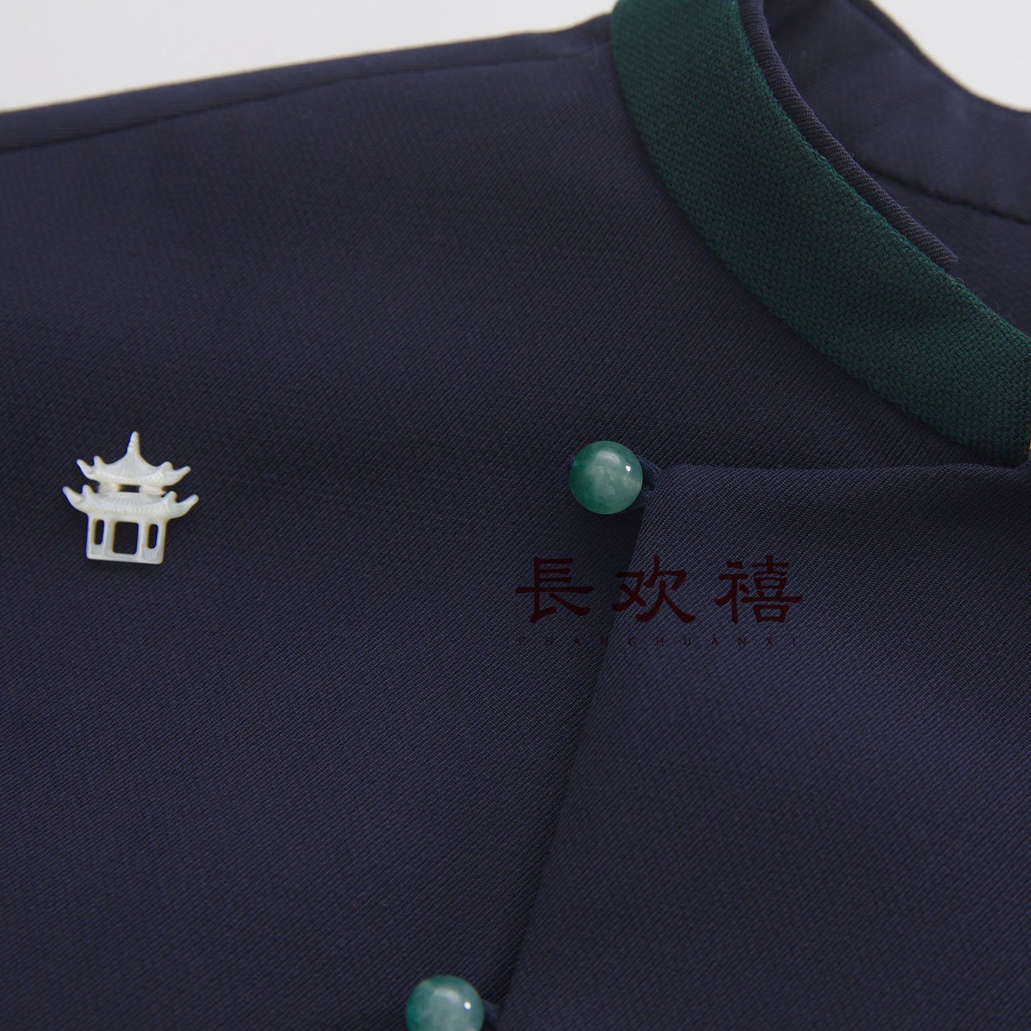 女童藏青色"远黛山峦"羊毛外套