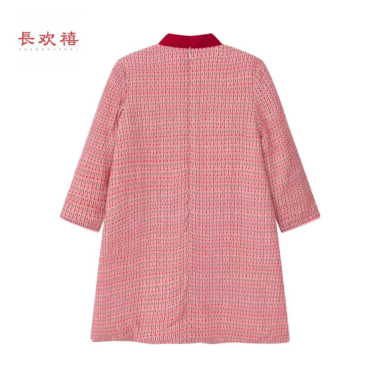女童粉色"安恬"加棉旗袍