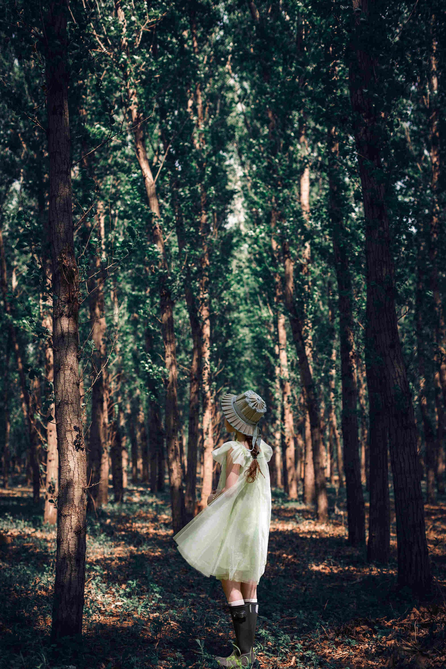 女童绿色雪花高定礼服裙