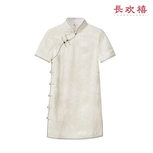 女童白色"大鱼海棠”中式旗袍