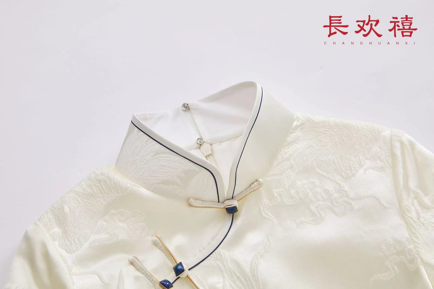 女童白色"大鱼海棠”中式旗袍
