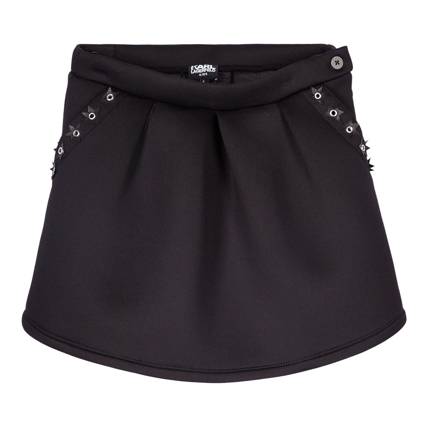 Girls Black Skirt With Patch Star Trims Pockets