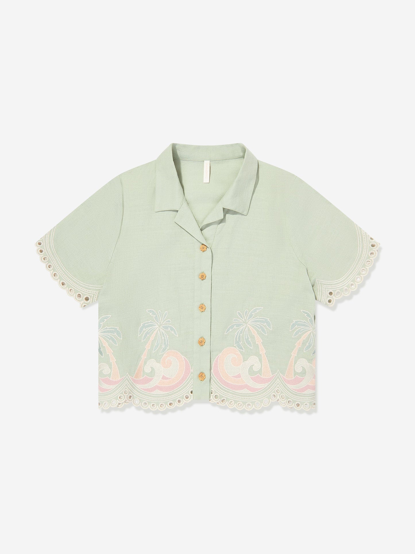 Girls Tallow Embroidered Blouse in Green