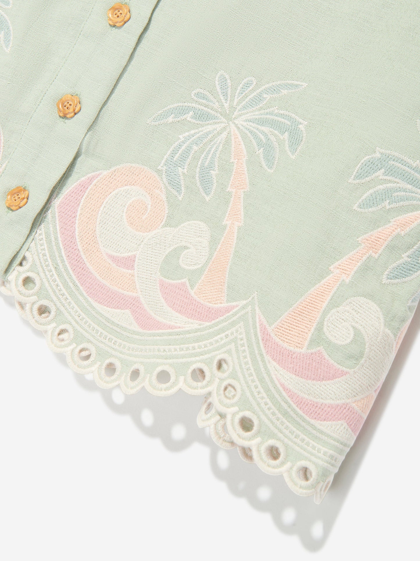 Girls Tallow Embroidered Blouse in Green