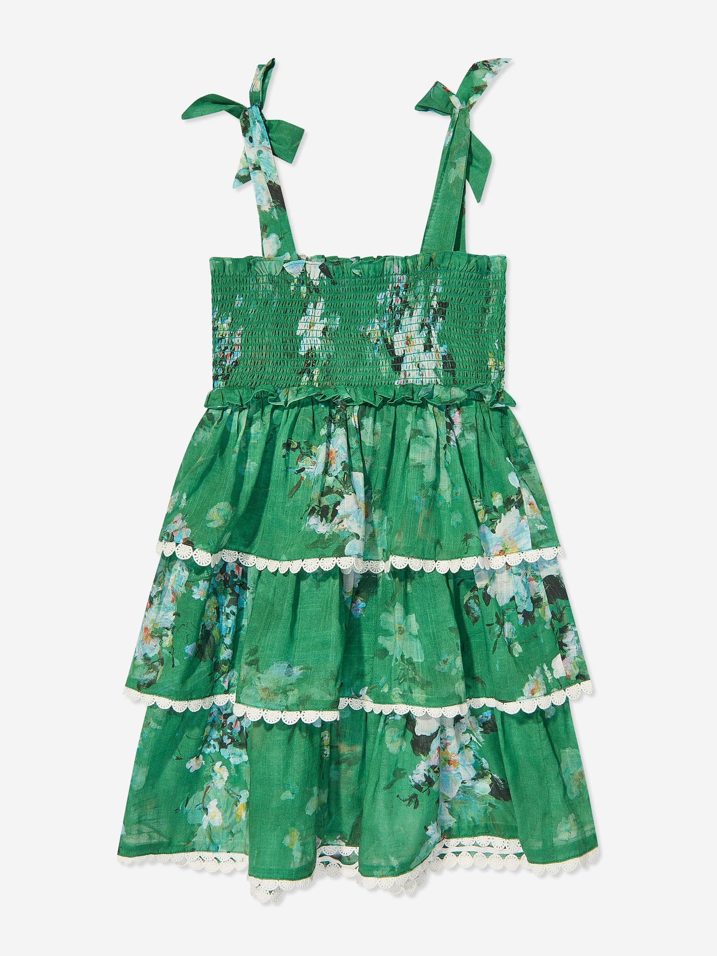Girls Everley Tiered Dress in Green