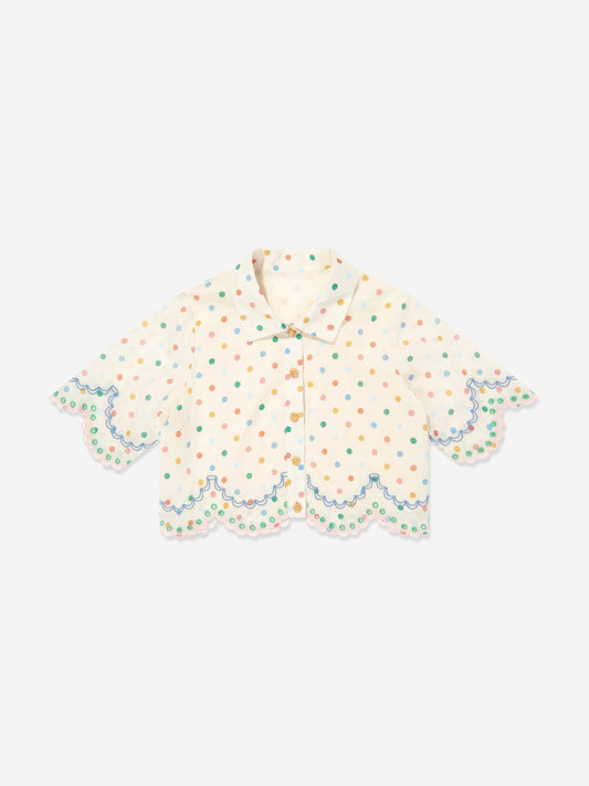 Girls Everley Embroidered Blouse in Ivory