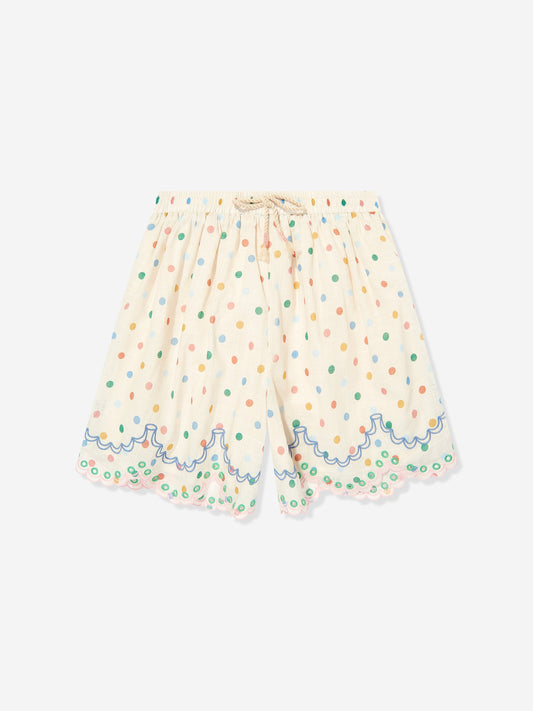 Girls Everley Embroidered Shorts in Ivory