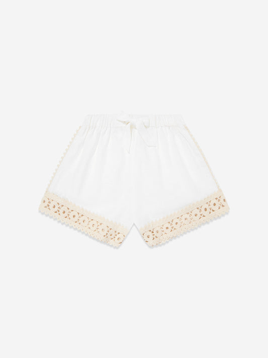 Girls Wylie Trimmed Shorts in Ivory