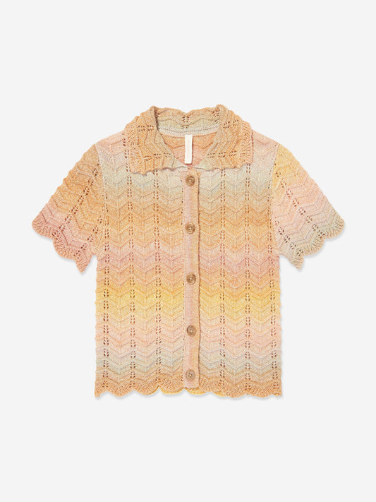 Girls Tallow Chevron Knit Polo Top in Multicolour