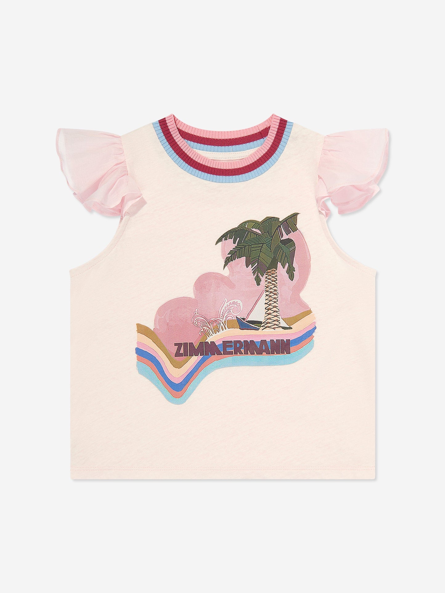 Girls Everley Frill Sleeve T-Shirt in Pink