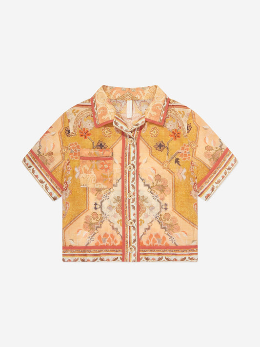 Girls Wylie Pocket Blouse in Orange