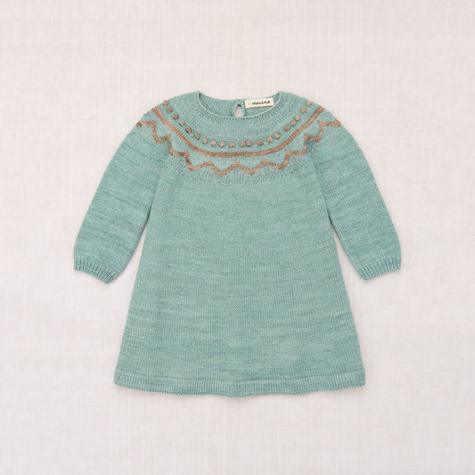 女童浅绿色针织羊毛连衣裙