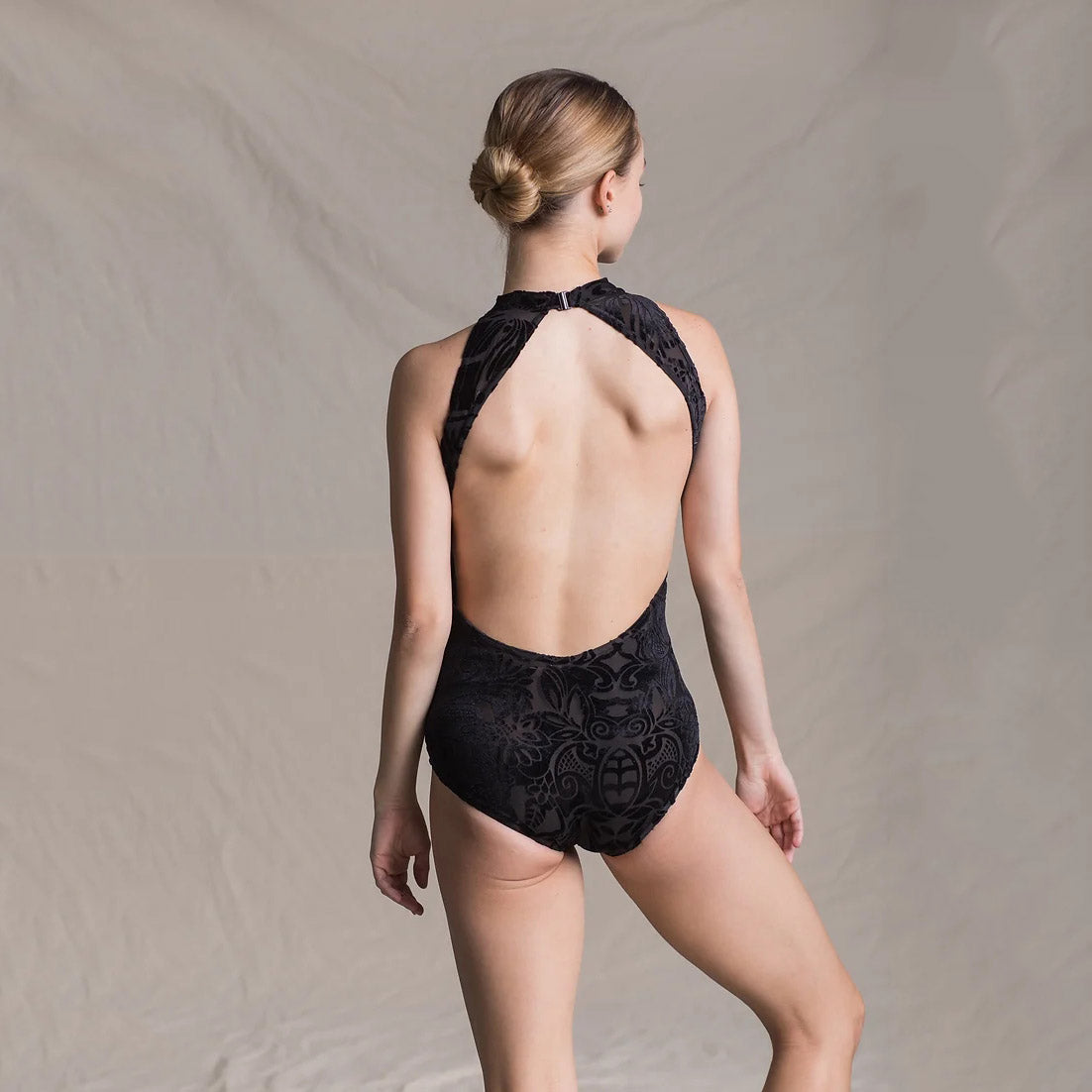 女童黑色丝绒芭蕾舞连体衣(T1517/Black)