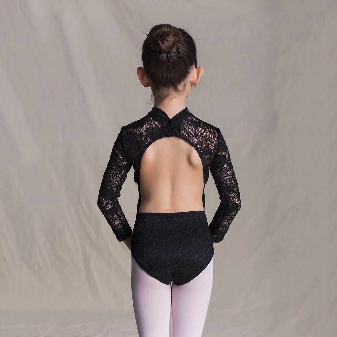 女童黑色蕾丝芭蕾舞连体衣(1404/Black)