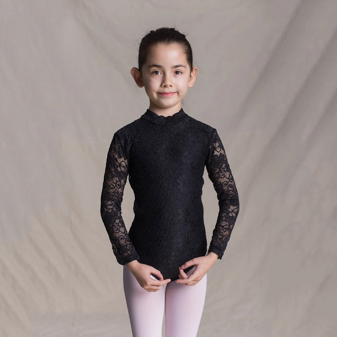 女童黑色蕾丝芭蕾舞连体衣(1404/Black)