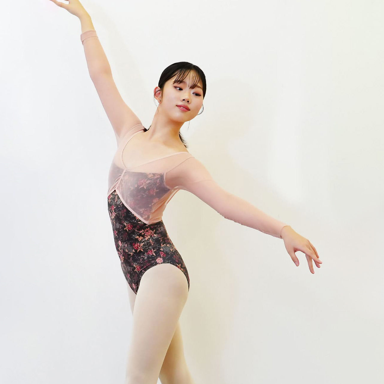 女童木炭色碎花"abby-l29/Charcoal"芭蕾舞连体衣
