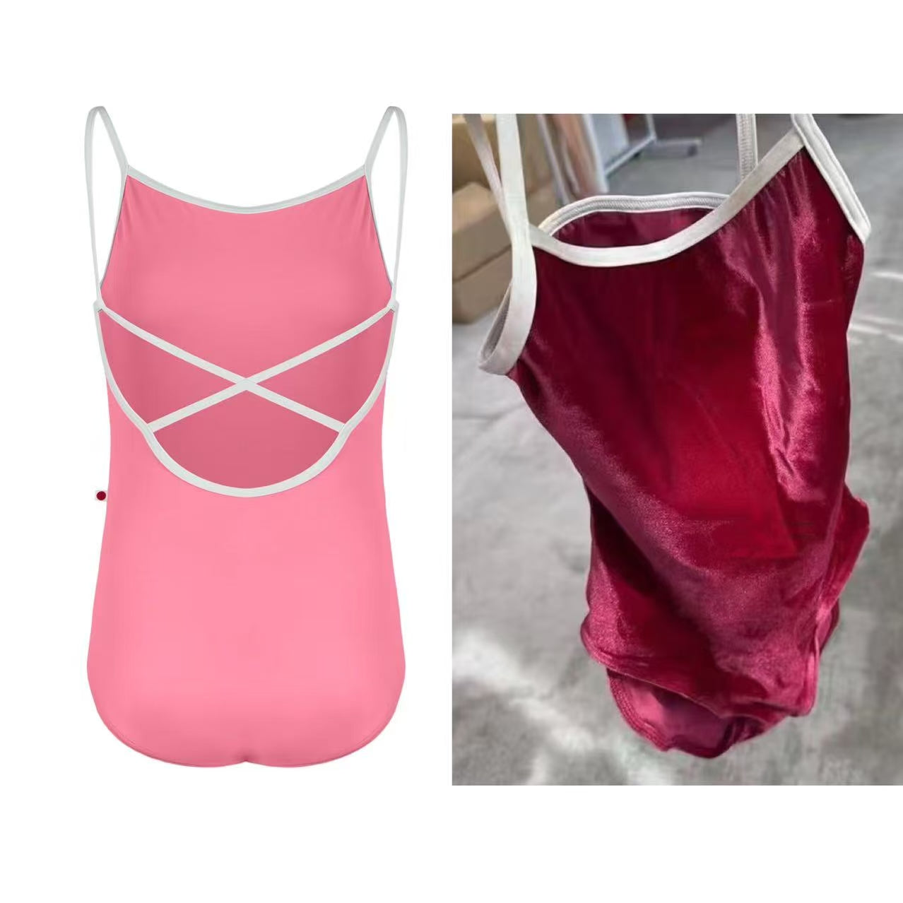 女童深红色"Daniela/V-Cerise/V-Buttermilk"芭蕾舞连体衣