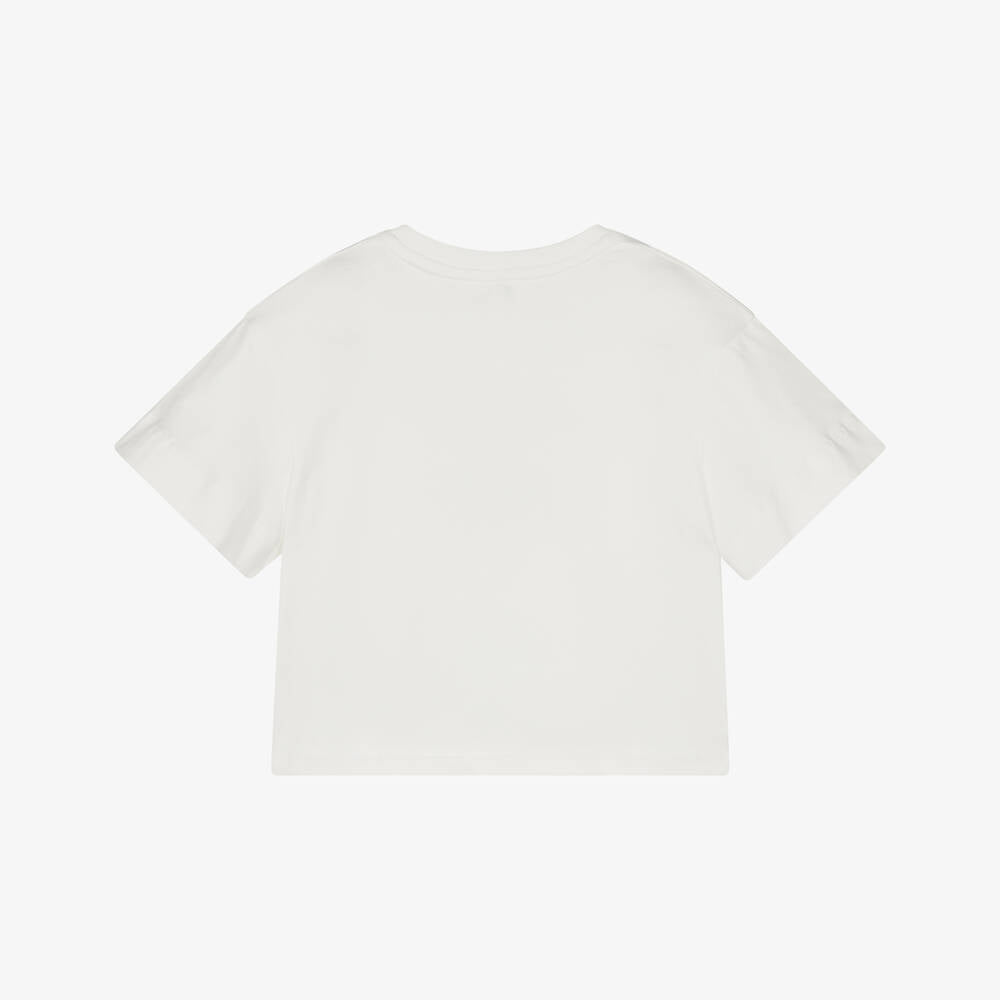 女童白色Logo棉T恤