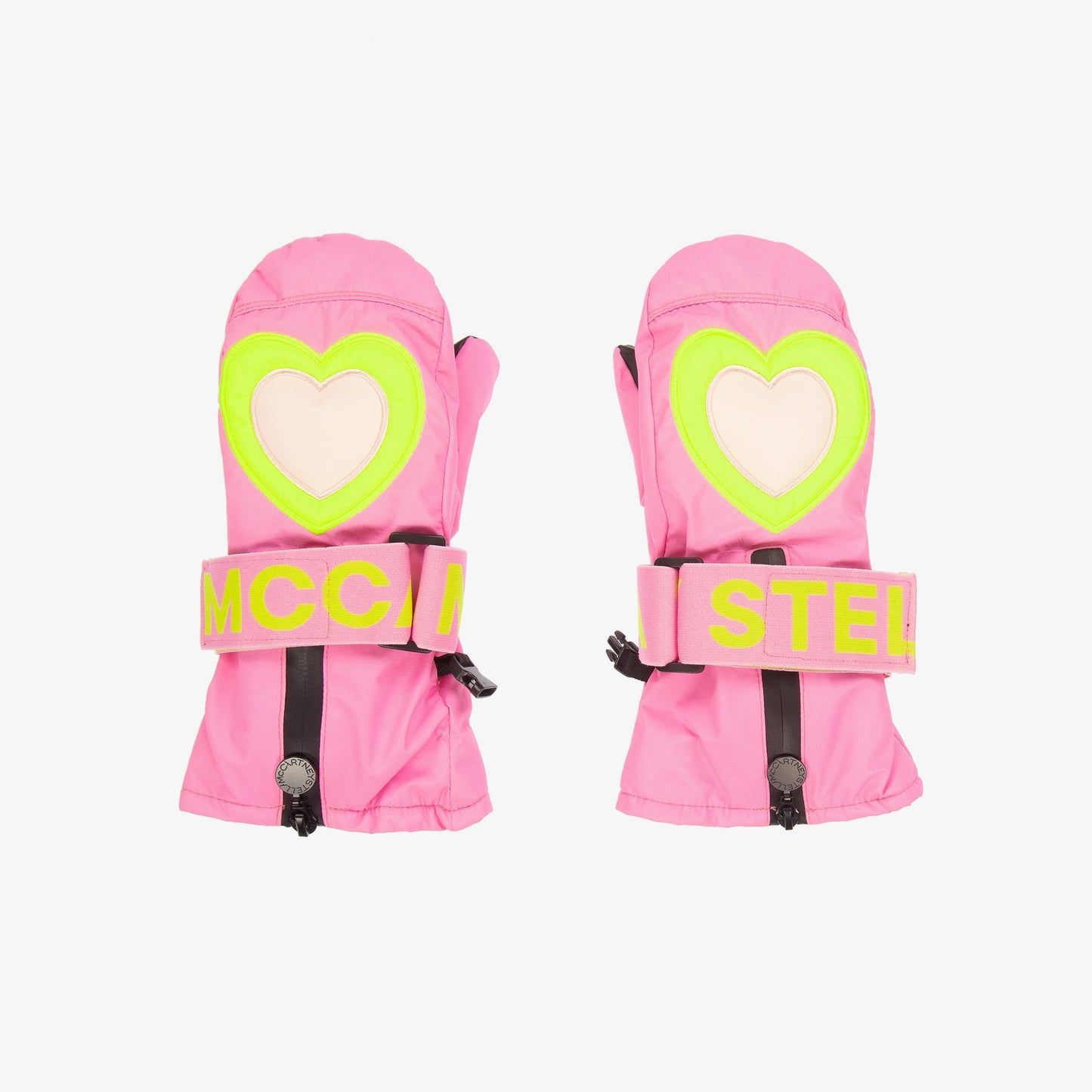 女童粉色爱心滑雪手套