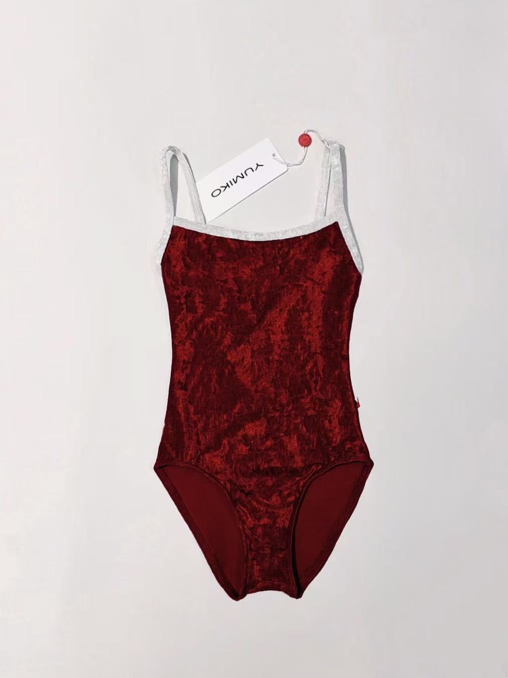 女童深红色"Daniela/CV-Dark Red/CV-Silver"芭蕾舞连体衣