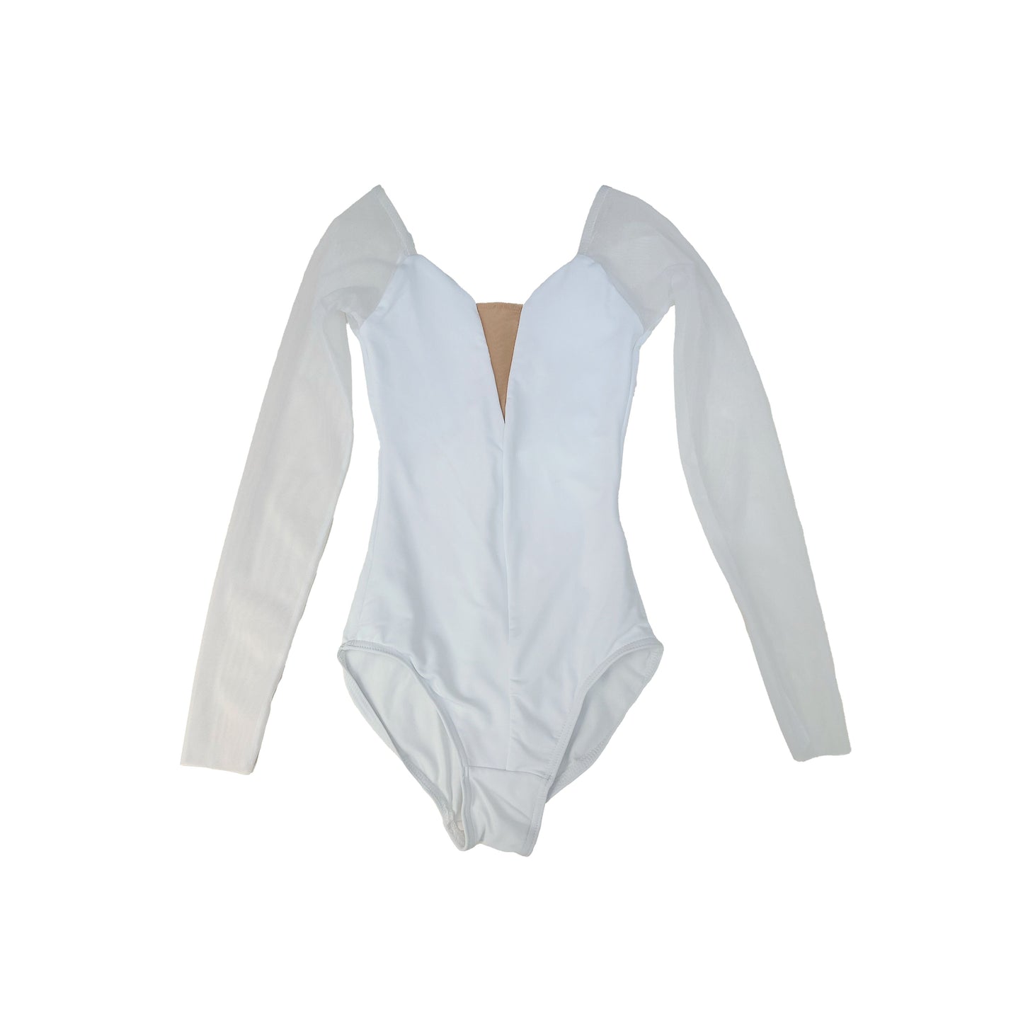 女士白色长袖芭蕾舞连体衣(DA1931M/white)