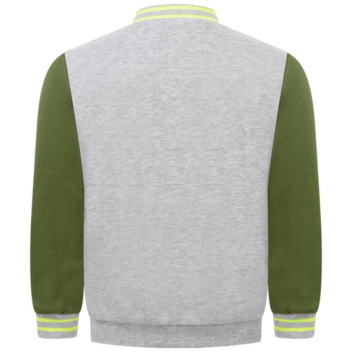 男婴灰色&绿色羊毛棒球服夹克