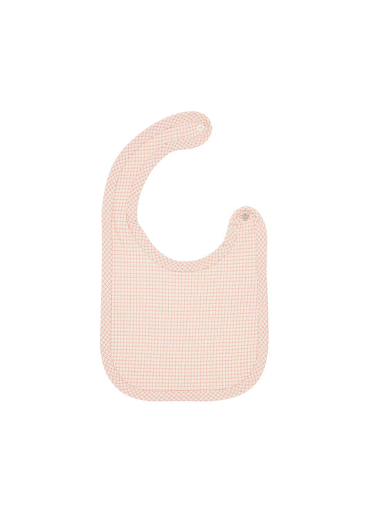 女婴粉色格子棉围兜