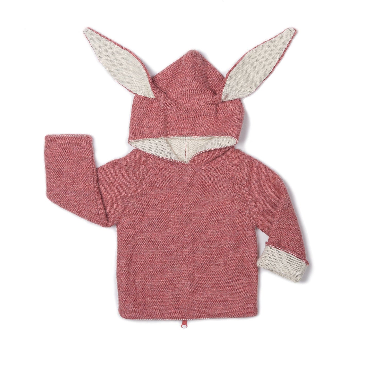 Baby Pink Alpaca Hooded Sweatshirt With Rabbit Ears