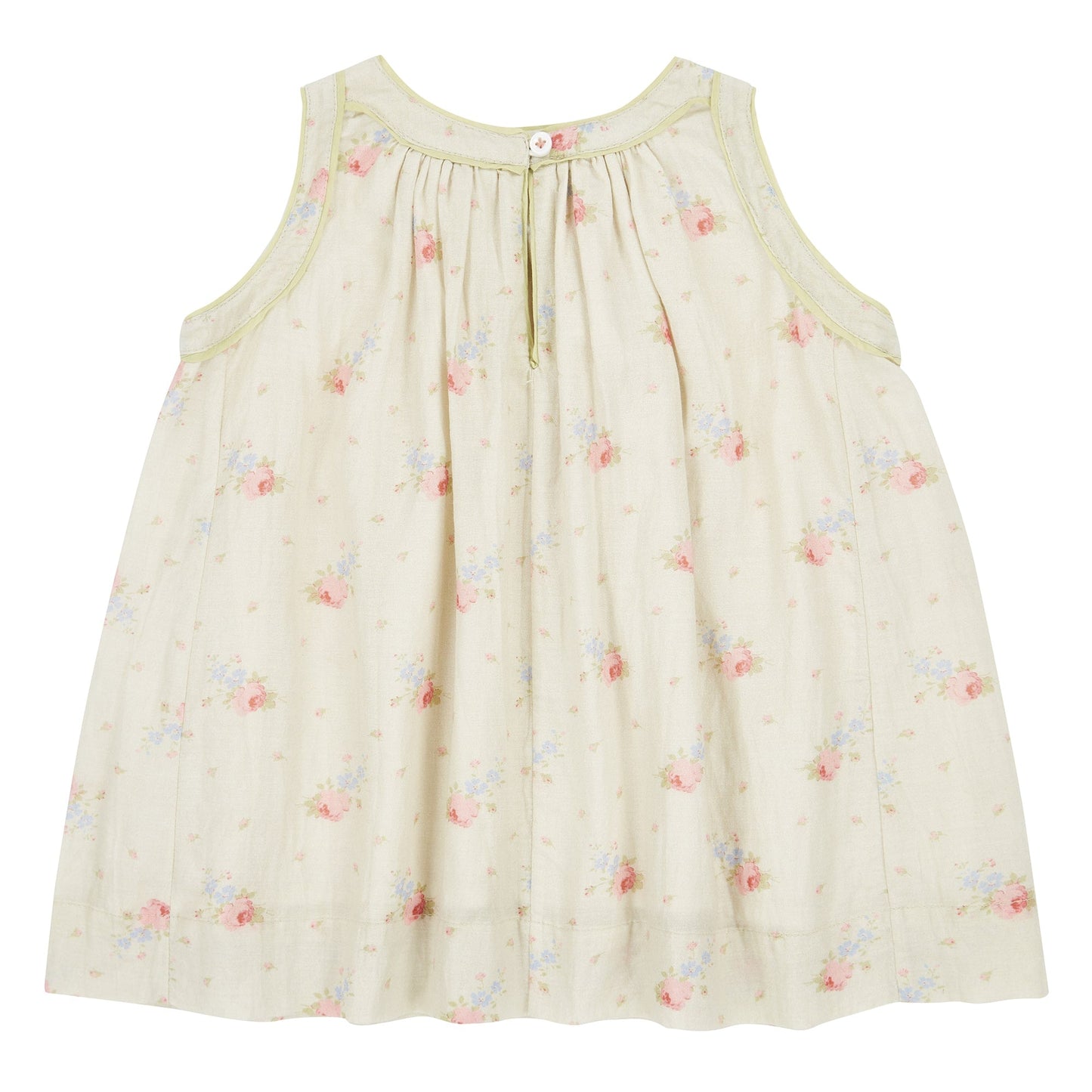 女婴粉色花朵棉连衣裙