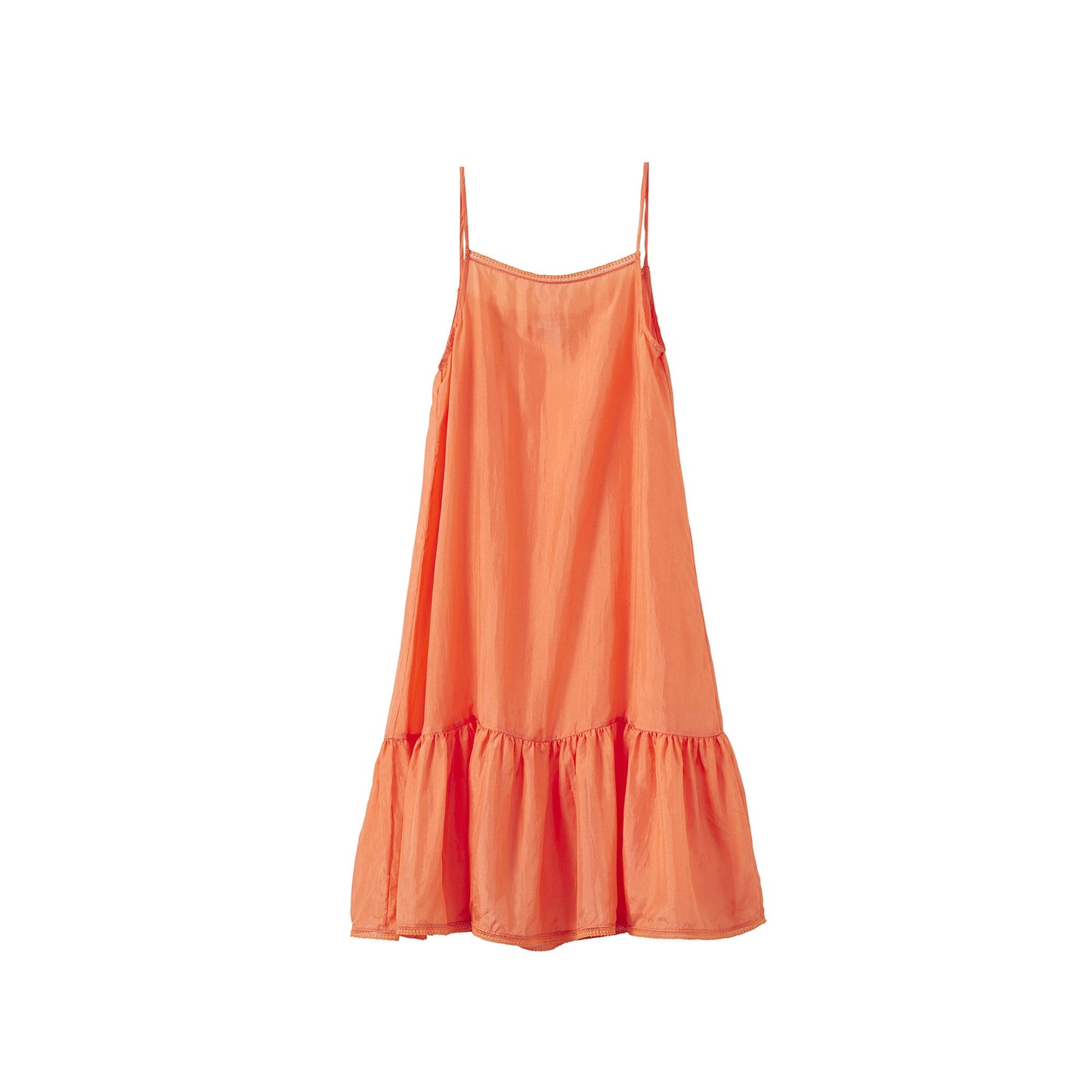 女童桃粉色吊带真丝连衣裙