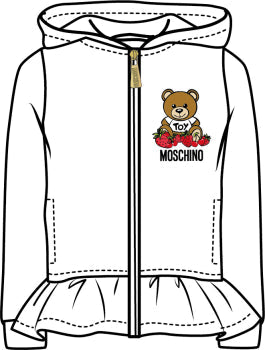 Boys & Girls White Logo Hooded Zip Top