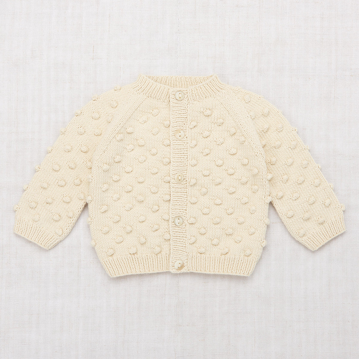 Girls White Popcorn Pima Cotton Cardigan