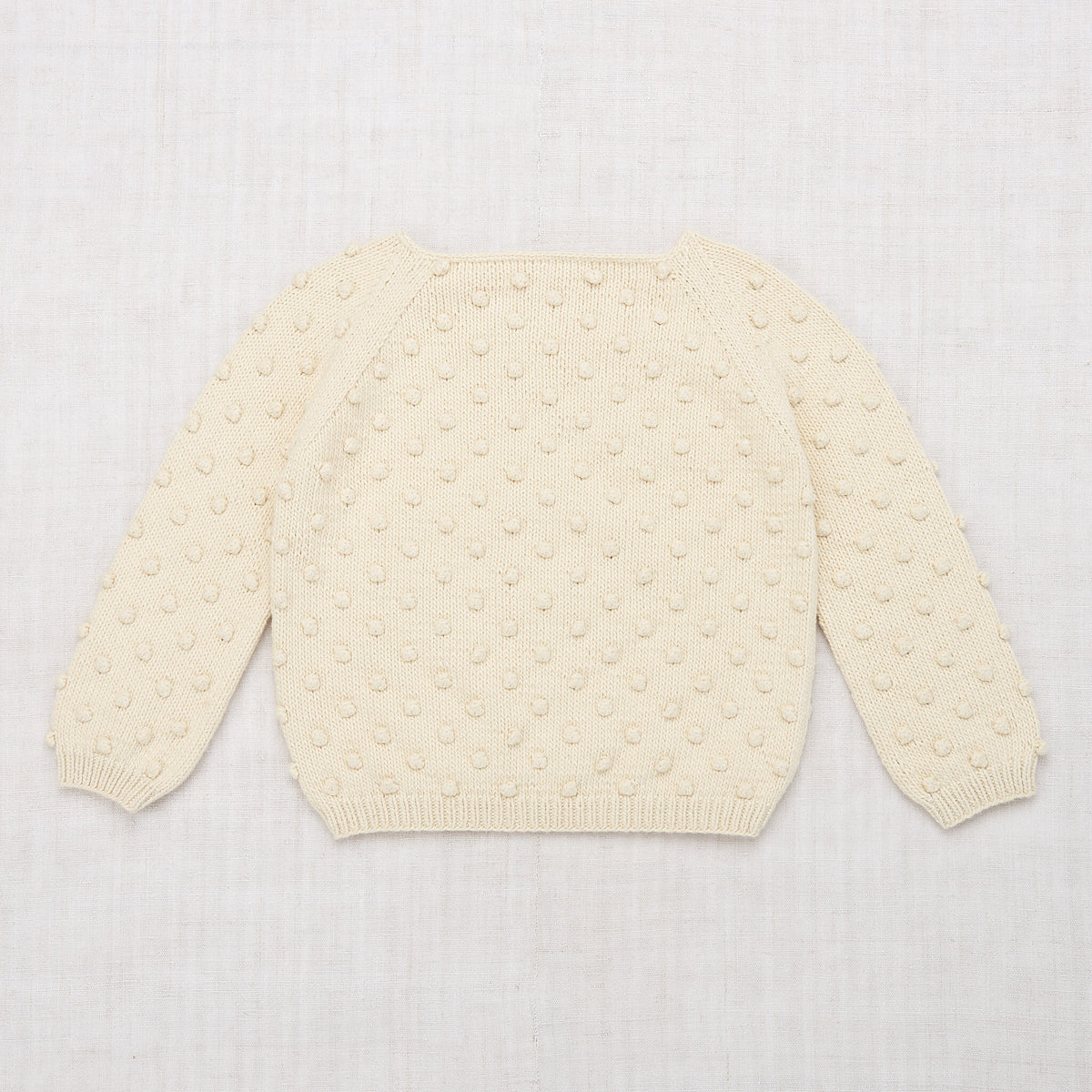 Girls White Popcorn Pima Cotton Sweater
