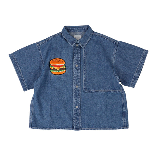 儿童蓝色牛仔衬衫