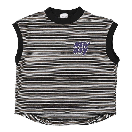 儿童黑色条纹棉T恤