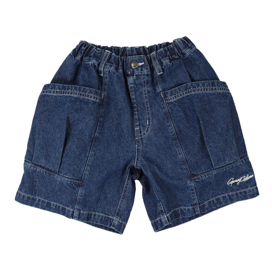 儿童藏蓝色牛仔短裤