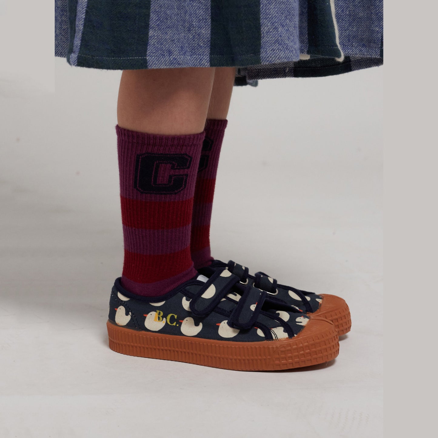 儿童紫色Logo棉长袜