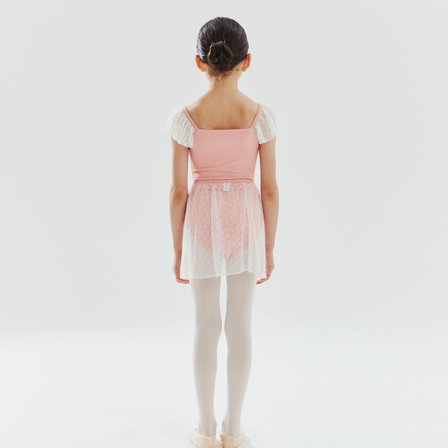 女童桃粉色芭蕾舞连体衣套装(含短裙)