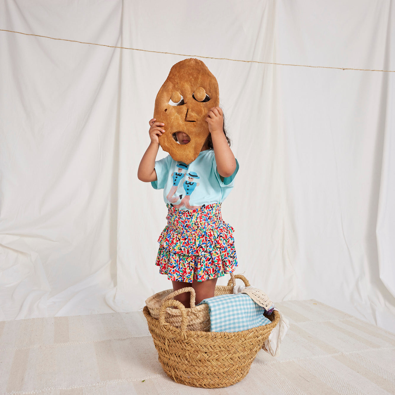 儿童浅蓝色印花棉T恤