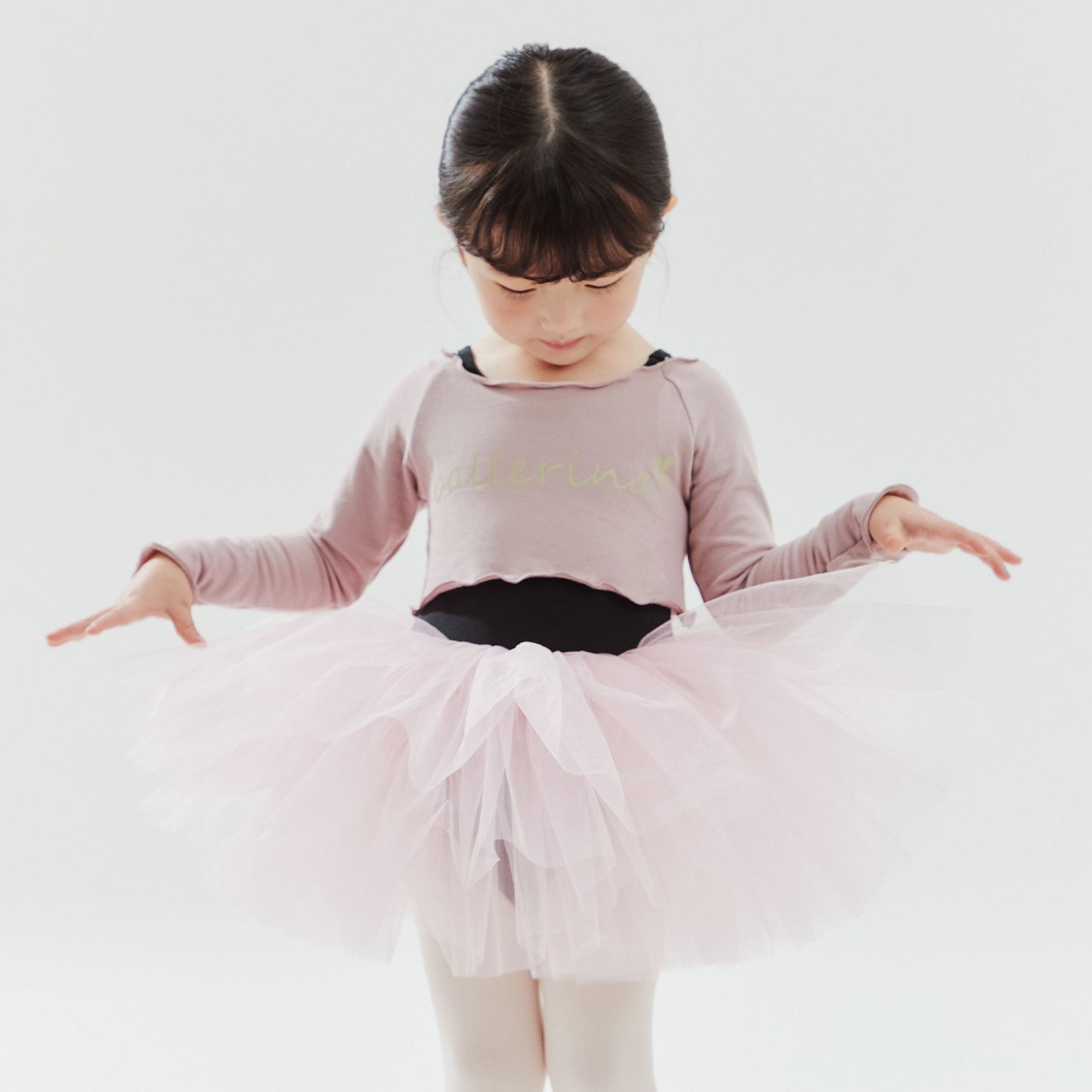 女童粉色芭蕾舞短款T恤