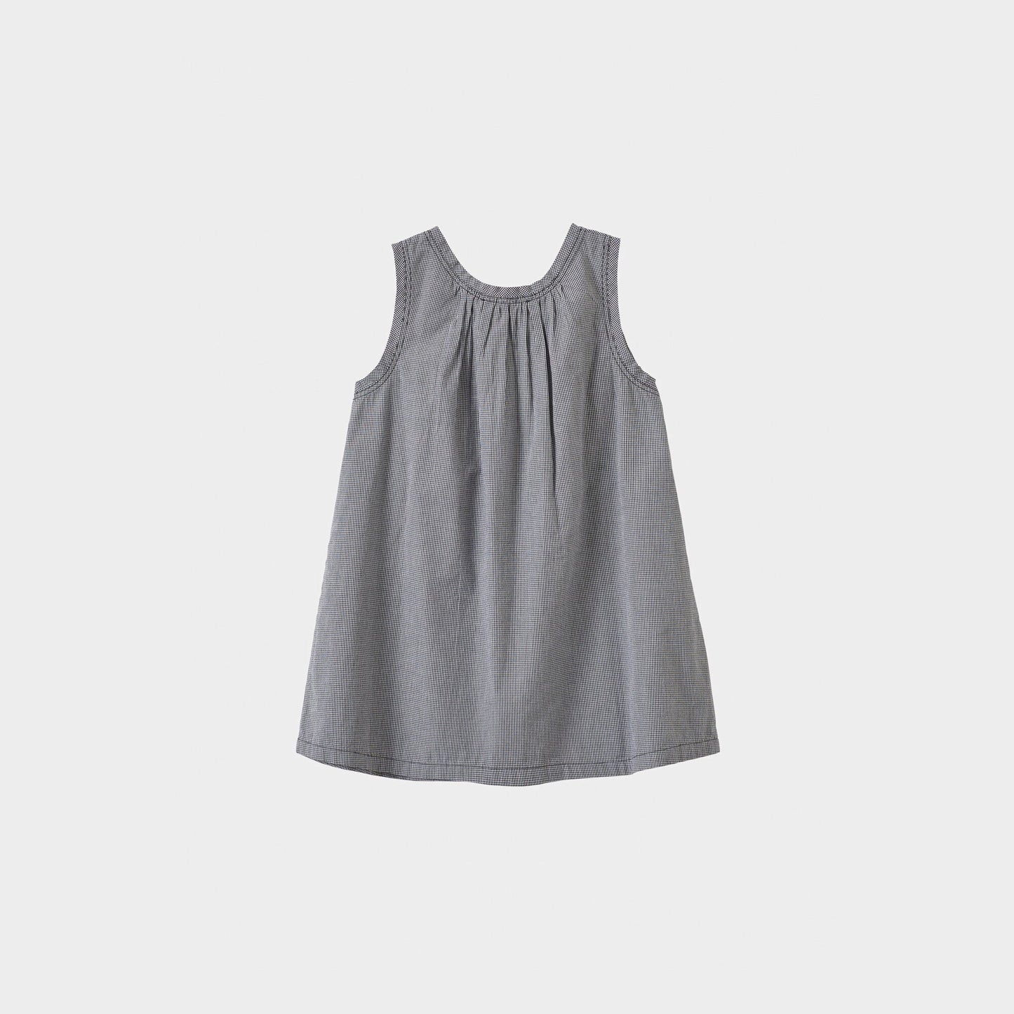 女童黑色格子棉连衣裙