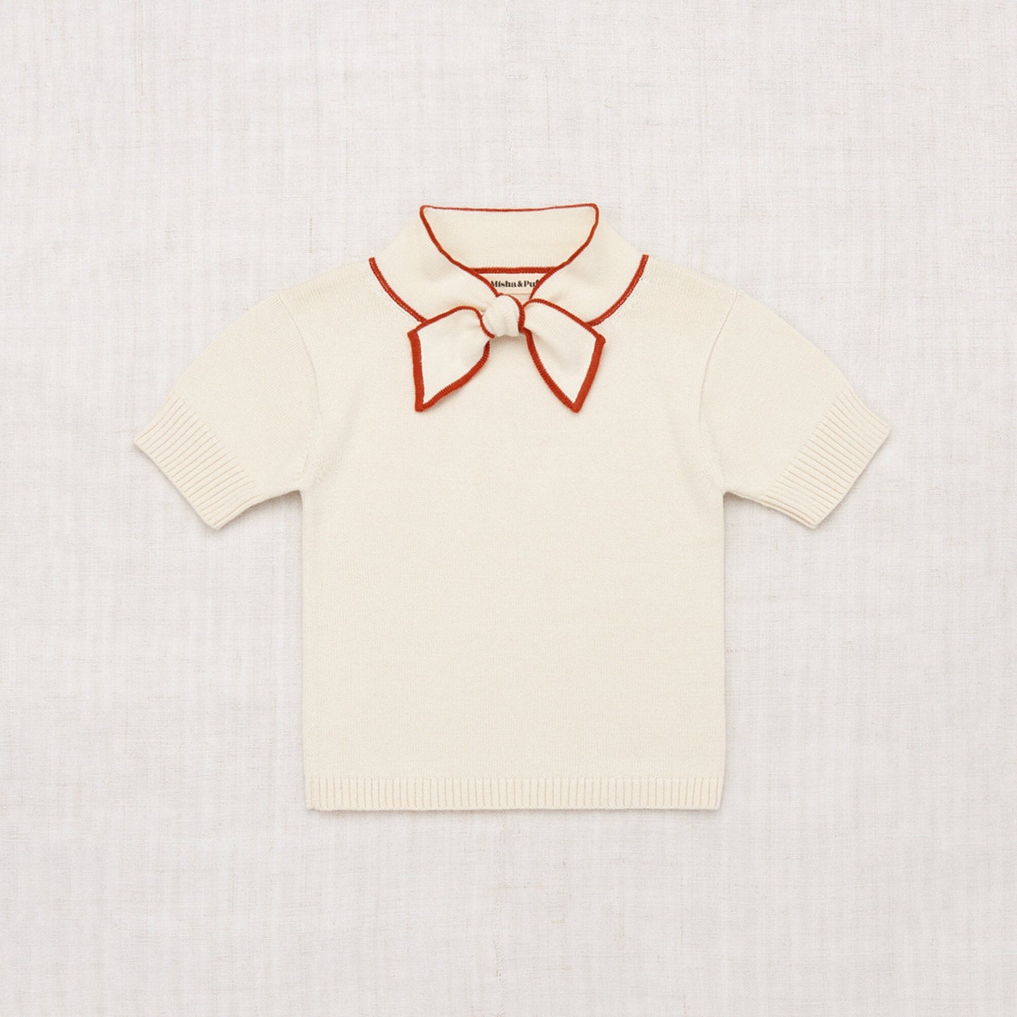 儿童白色蝴蝶结棉毛衣